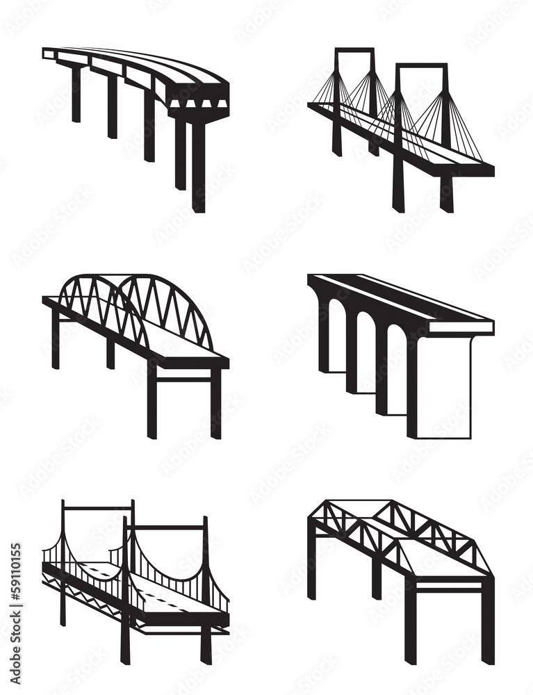 Various bridges in perspective - vector illustration Stock Vector ...