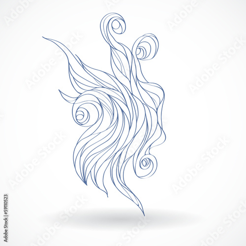 Hand drawn ornamental element isolated on white background.