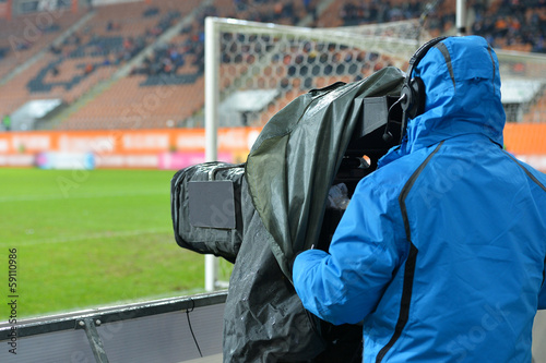TV camera at the football stadium