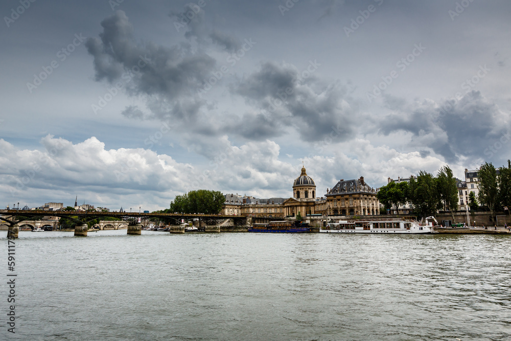 Pont des Arts Bridge and French Institute, Paris, France