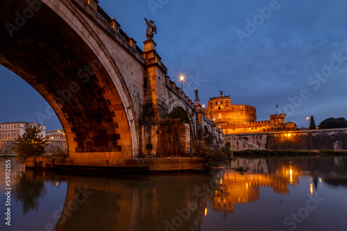 Castle of Holy Angel and Holy Angel Bridge over the Tiber River