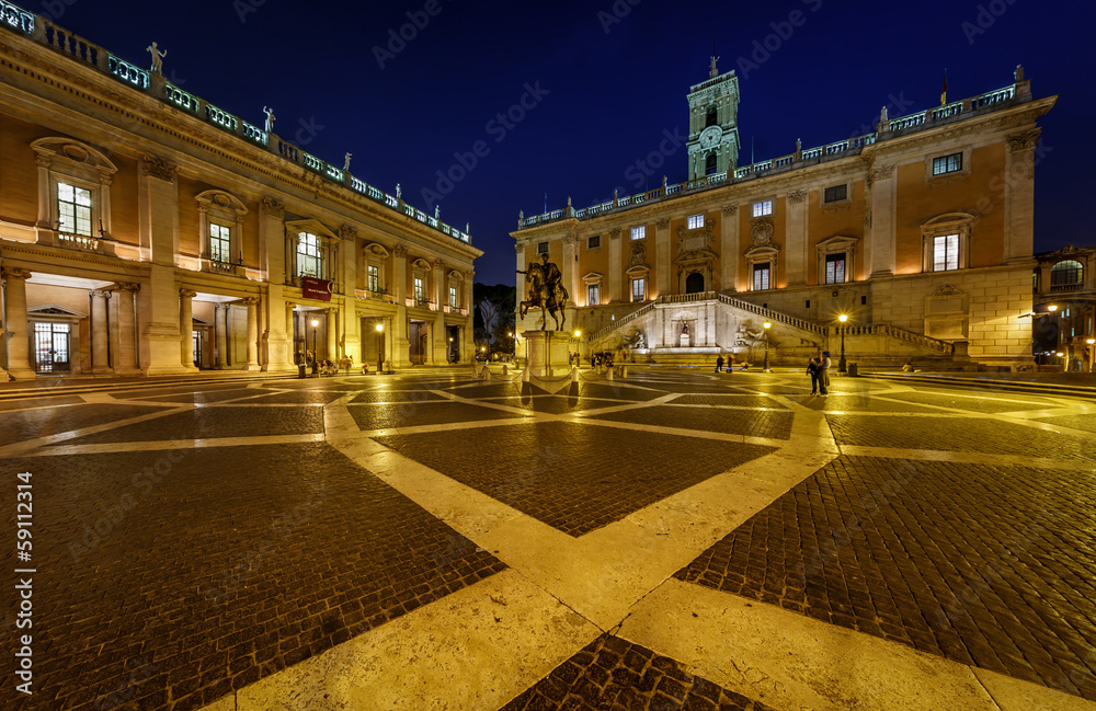 Piazza del Campidoglio on Capitoline Hill with Palazzo Senatorio