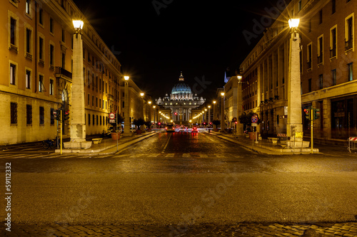 Saint Peter Basilica and Vatican City in the Night, Rome, Italy