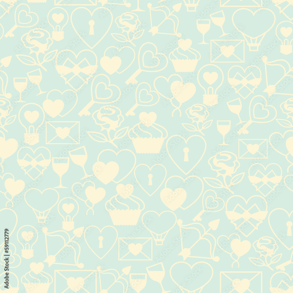 Valentine's and Wedding seamless pattern.