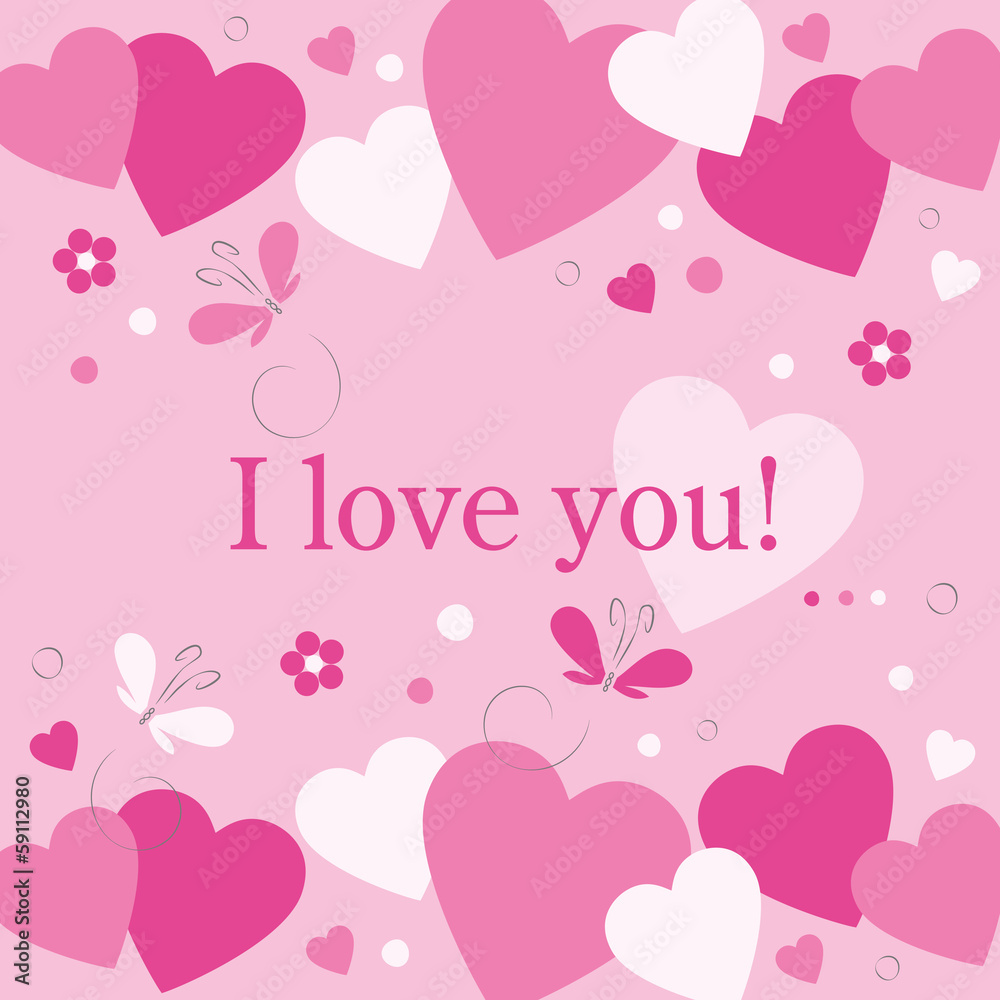 hearts flowers and butterflies I love you card hearts flowers and butterflies I love you card
