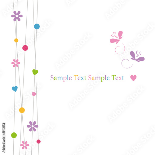 cute hearts flowers dots and butterflies greeting card