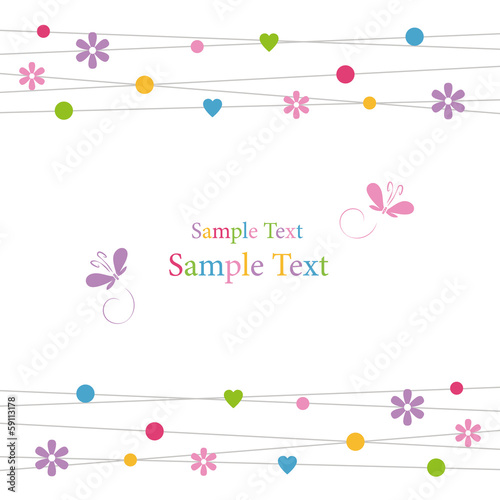 cute hearts flowers dots and butterflies greeting card