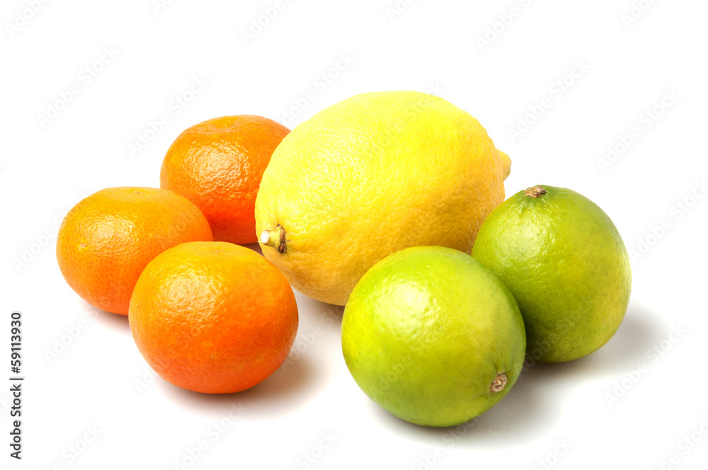 Citrus fruits isolated on white background Citrus fruits isolated on white background