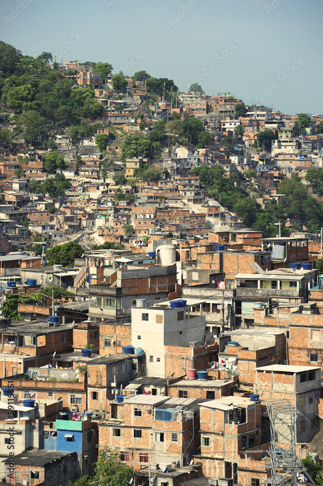 Brazilian Hillside Favela Shantytown Rio de Janeiro Brazil
