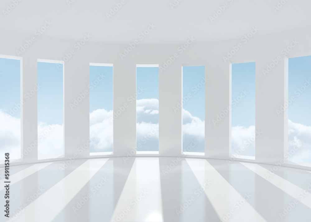 Bright white room with windows Bright white room with windows