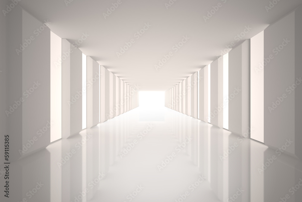 Lit up white modern hallway Lit up white modern hallway