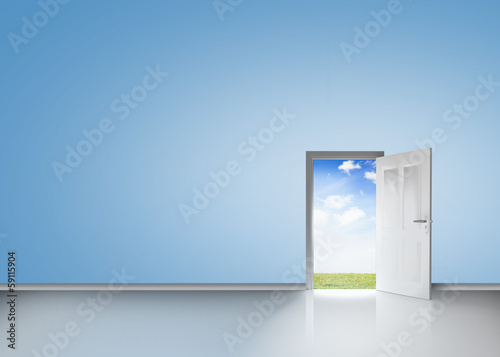 Door opening showing blue sky