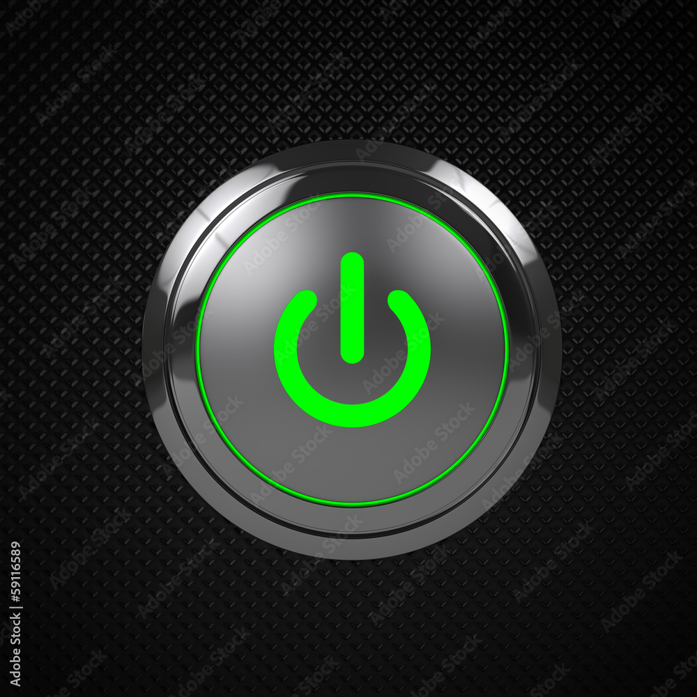 hensynsløs vente sælger Green LED power button on black background. Stock-illustration | Adobe Stock
