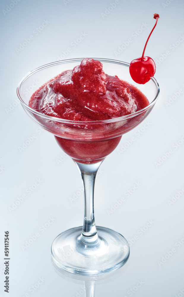 Strawberry smoothie with cherry isolated. Organic food Strawberry smoothie with cherry isolated. Organic food