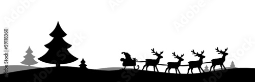 Silhouette Wald mit Rentierschlitten