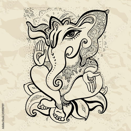 Ganesha Hand drawn illustration.