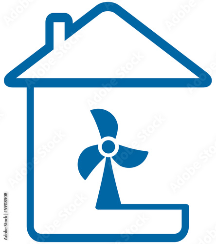 blue isolated icon with home and table fun