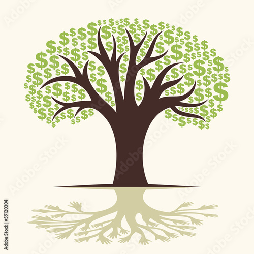 dollar tree and hand tree shadow concept vector © vectoraart