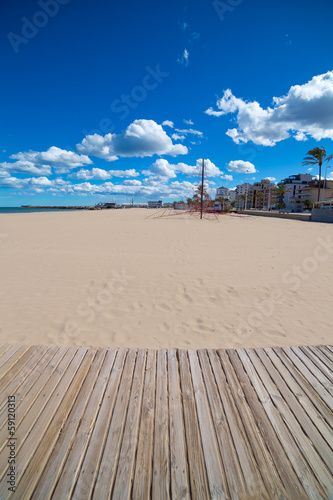 Gandia Beach sand in Mediterranean Sea of Spain