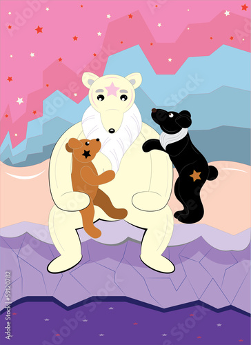 Female bear and bear cubs.