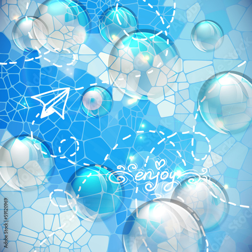 shiny  bubbles in blue sky