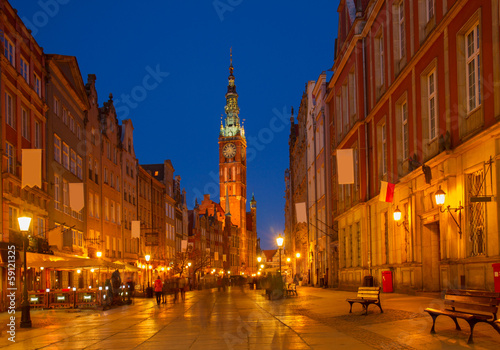 Long street at Old town of Gdansk