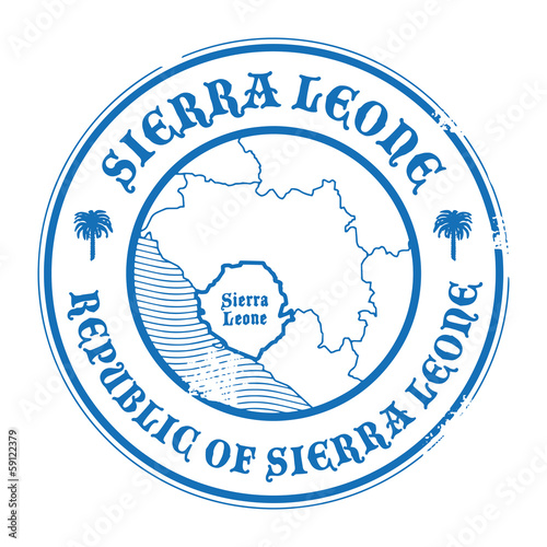 Grunge rubber stamp with the name and map of Sierra Leone
