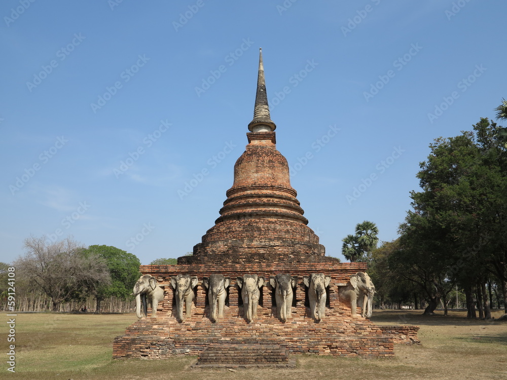 The ruins of the temple in historical park  in Thailand