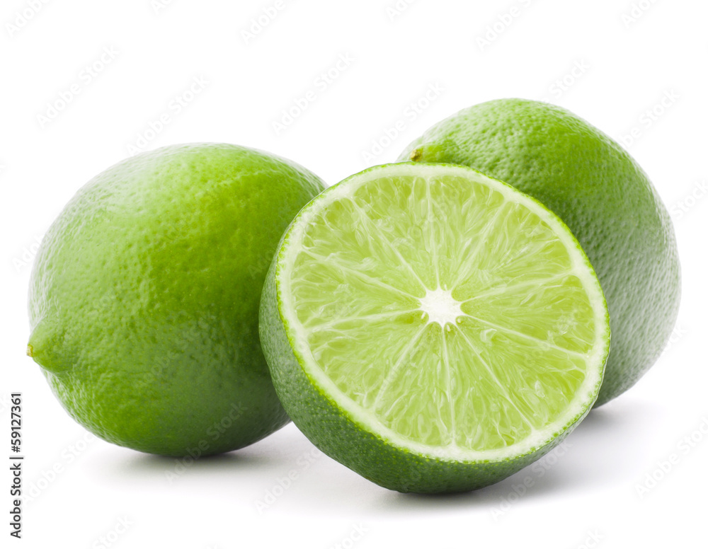 Citrus lime fruit isolated on white background cutout Citrus lime fruit isolated on white background cutout