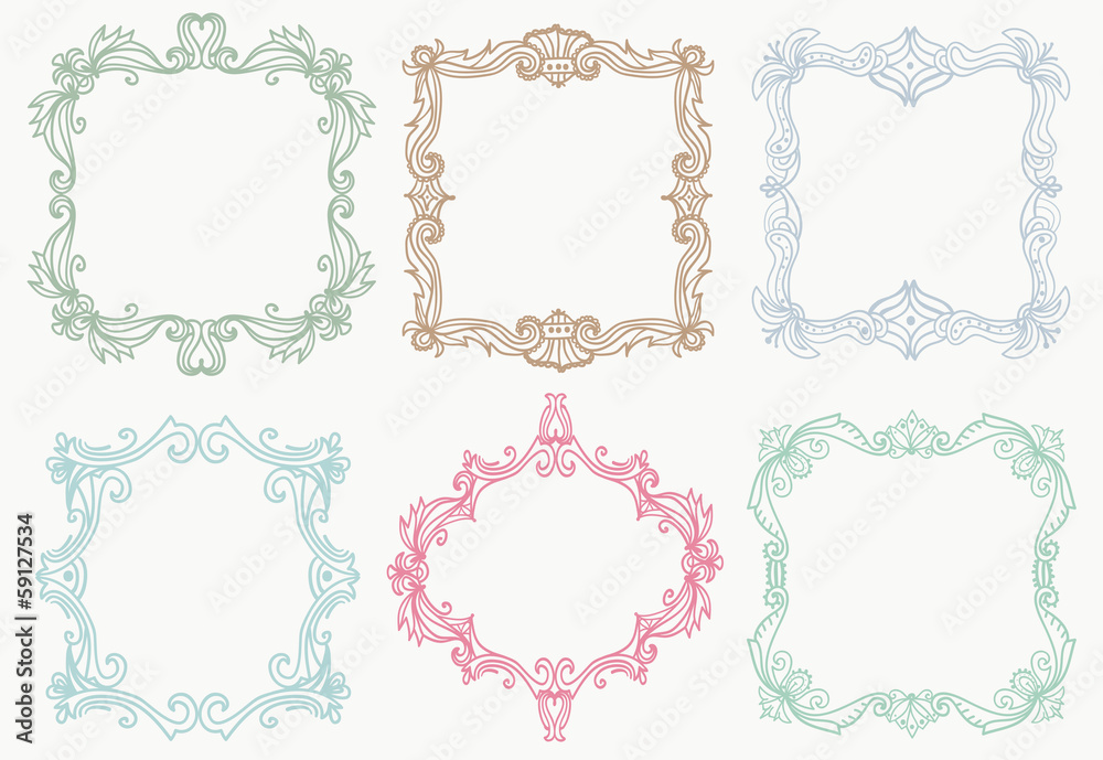 Collection of detailed decorative hand drawn frames