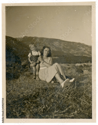 Rhodope Mountains - mother and kid - circa 1950