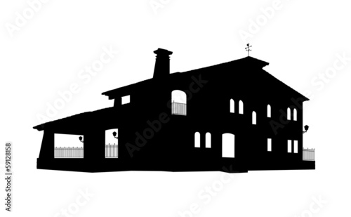 old style big house silhouette © whiteisthecolor