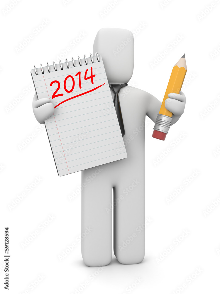 3d human with to-do list for the new year 3d human with to-do list for the new year