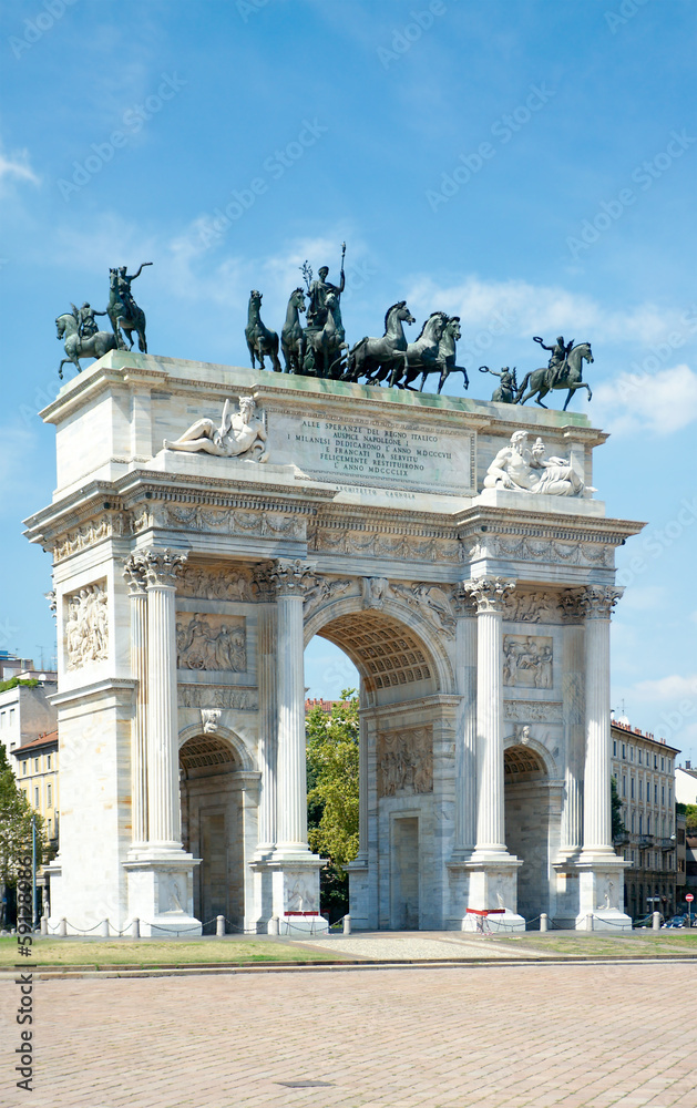 Arc of Peace (XIX century) in Sempione Park, Milan, Italy