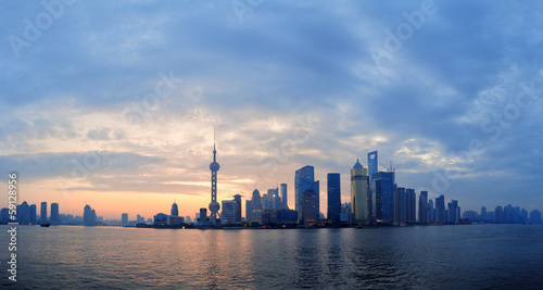 Shanghai morning skyline silhouette © rabbit75_fot