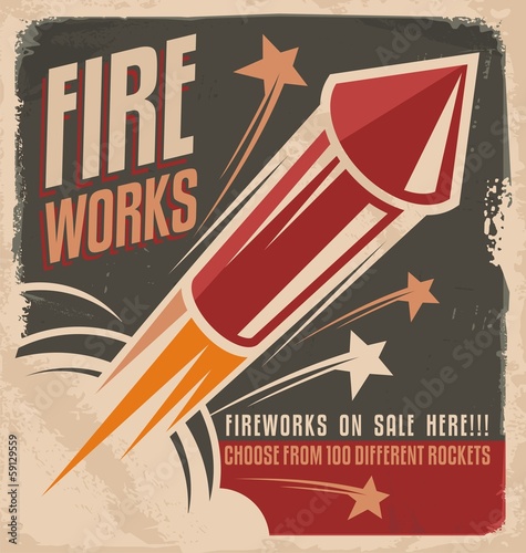 Vintage fireworks poster design