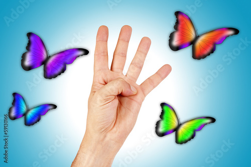 hand with butterflies