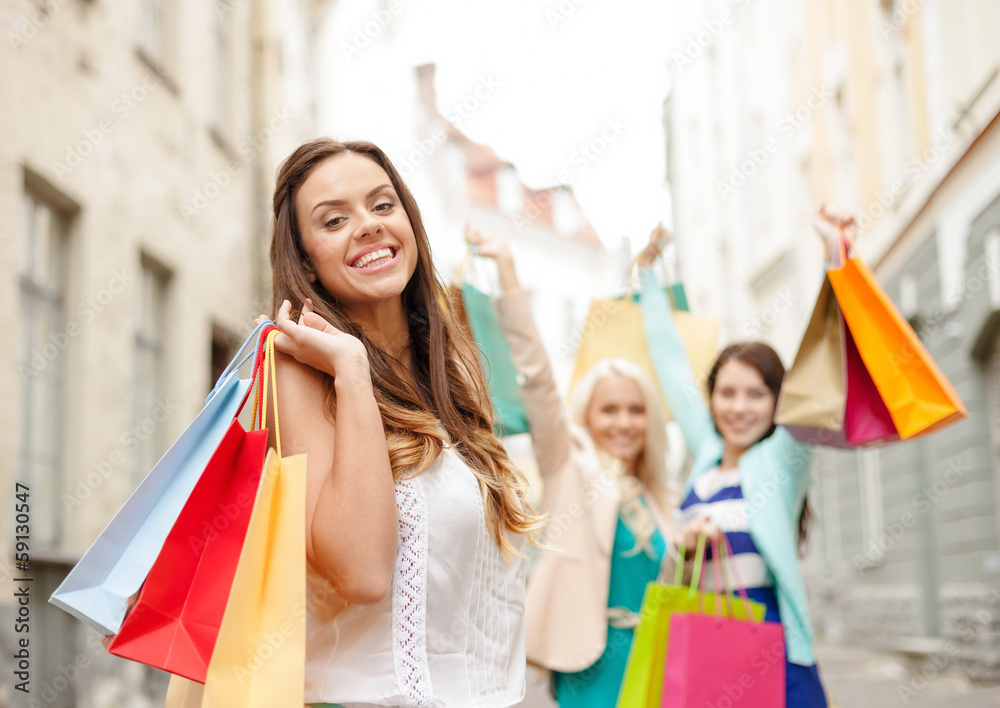 beautiful woman with shopping bags in the ctiy beautiful woman with shopping bags in the ctiy