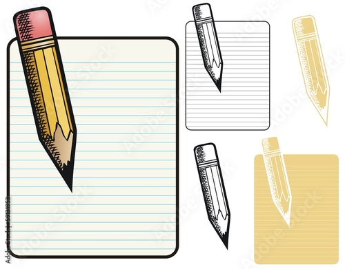 Pencil and lined note paper border, with alternates