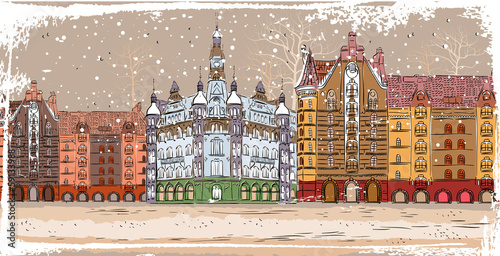 cartoon christmas city