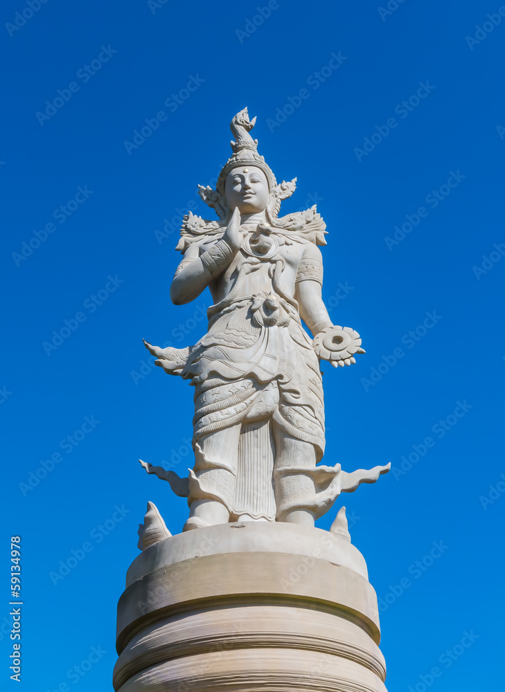 Thai god sculpture on the pole
