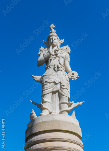 Thai god sculpture on the pole