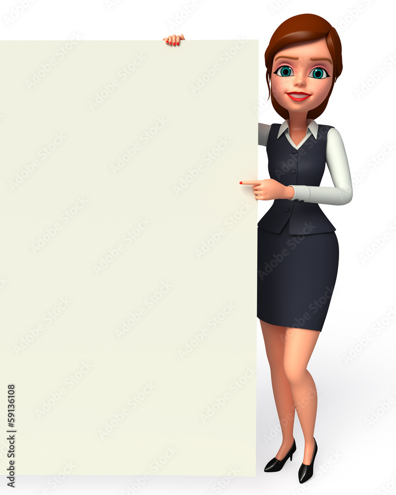Young Business woman with sign