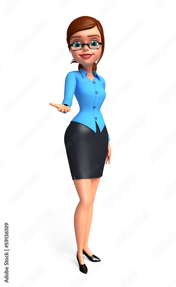 Fototapeta premium Office girl with presentation