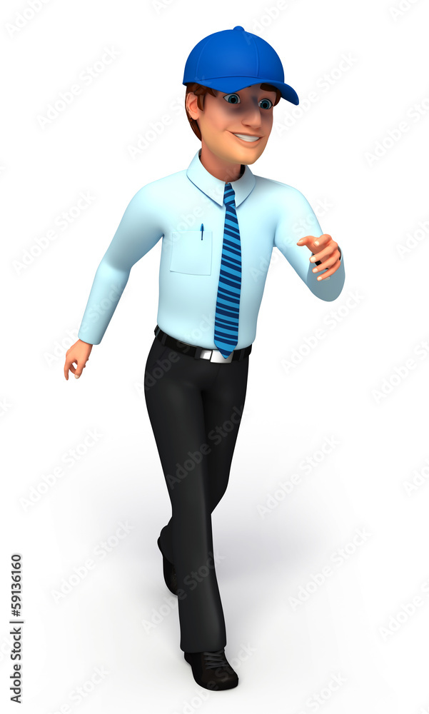 Service man is running Service man is running