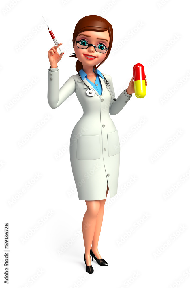 lady Doctor with medicine & injection lady Doctor with medicine & injection