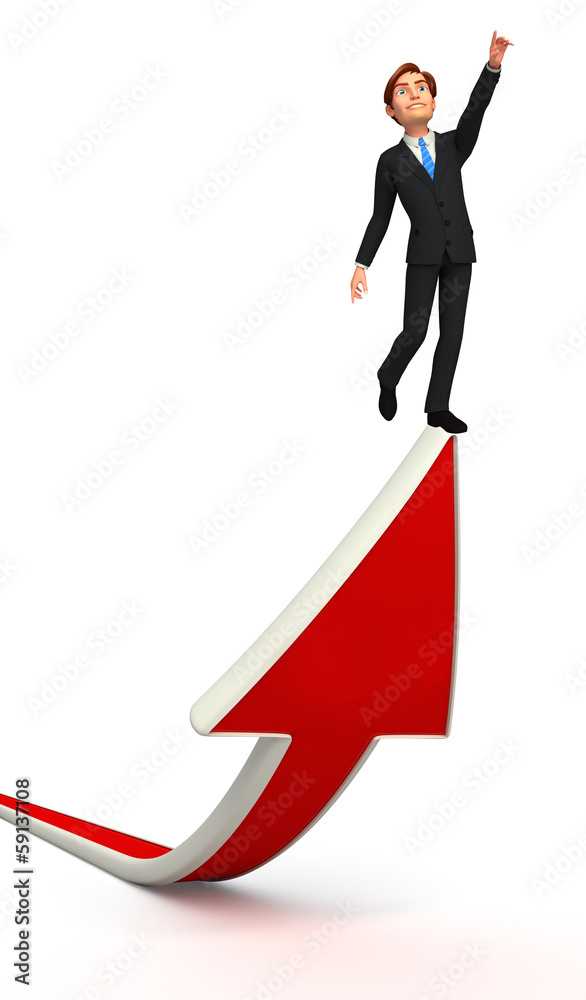 Young Businessman with arrow sign Young Businessman with arrow sign