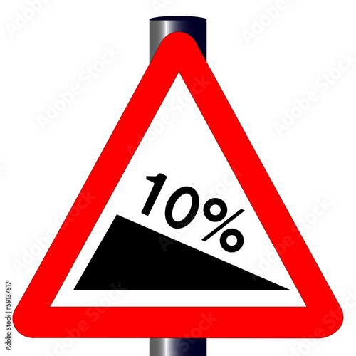 10 Percent Incline Traffic Sign