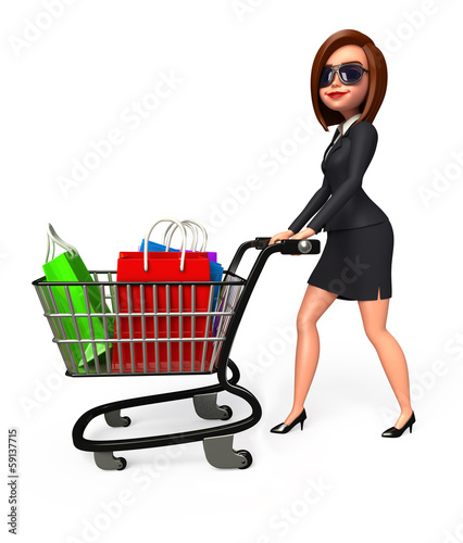 Young Business woman with trolley