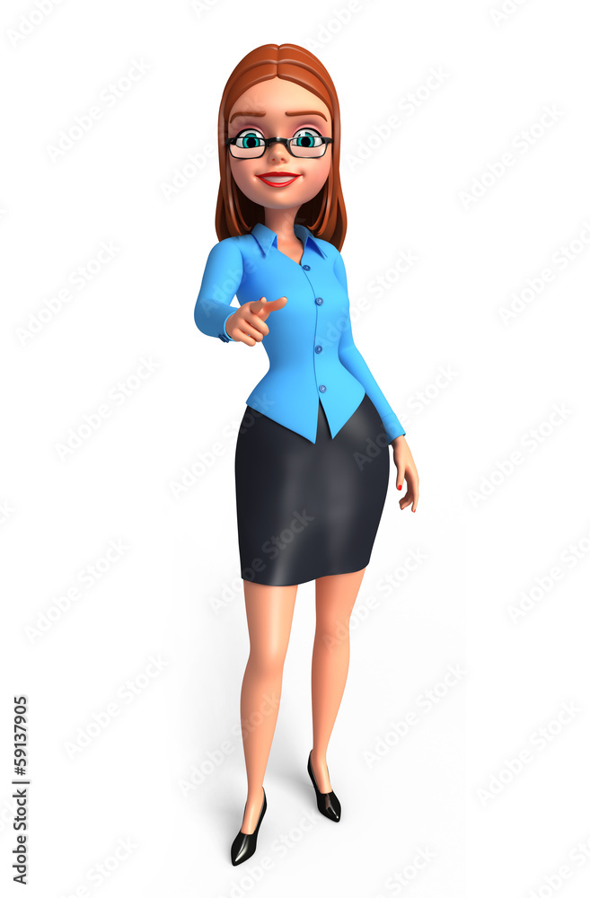 Office girl on a pointing Office girl on a pointing